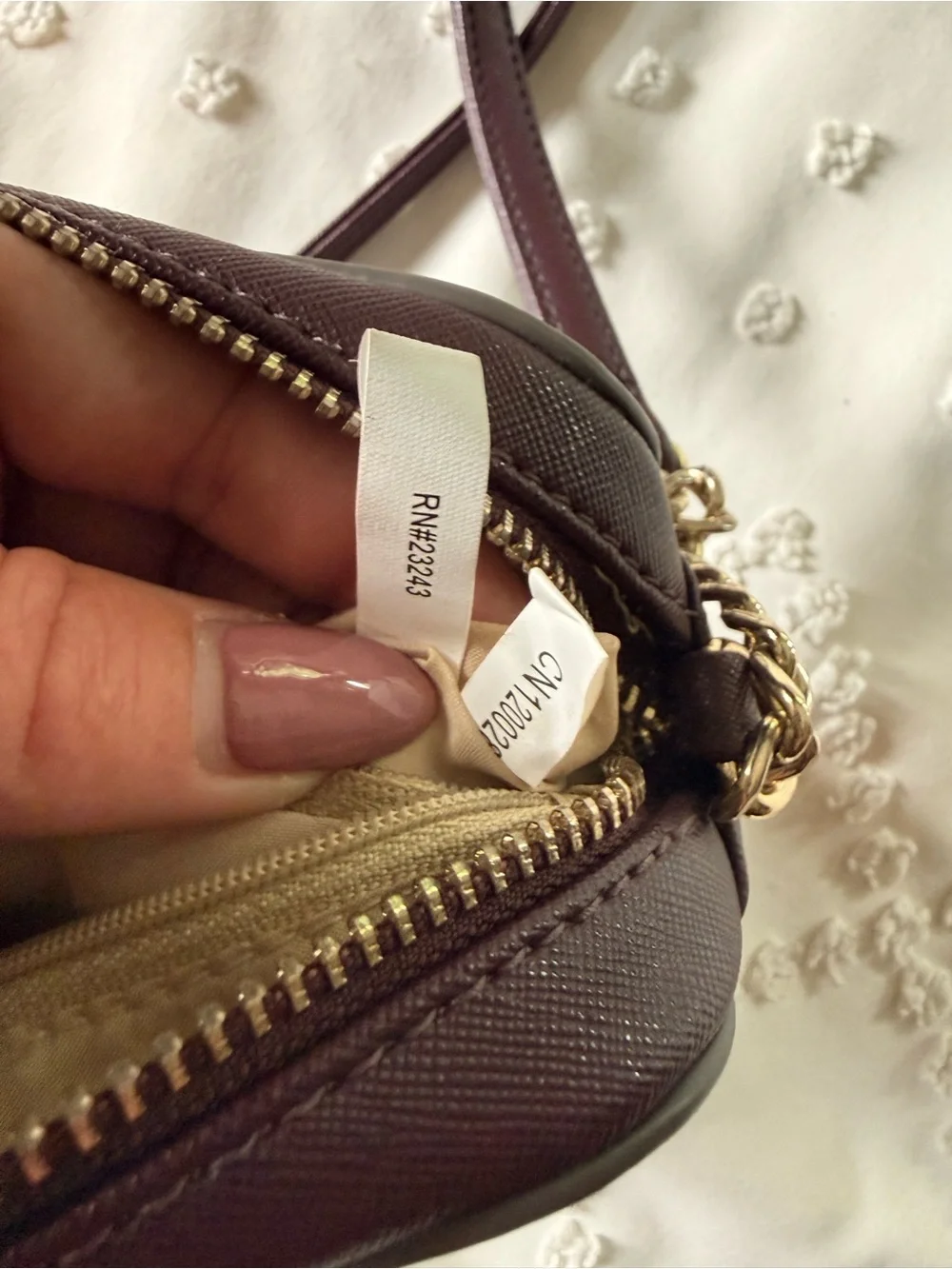 New York & Company Women’s Burgundy Crossbody Bag with Golf Accent